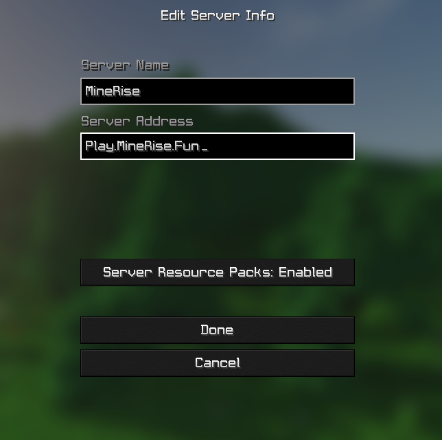 Server IP Entry
